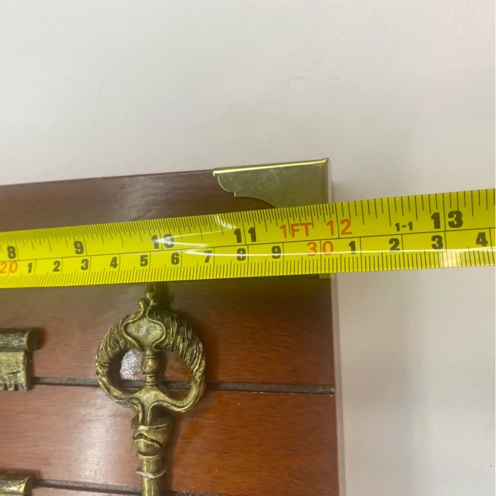 Wooden wall-mounted key holder box decorative brass-finish skeleton keys Vintage